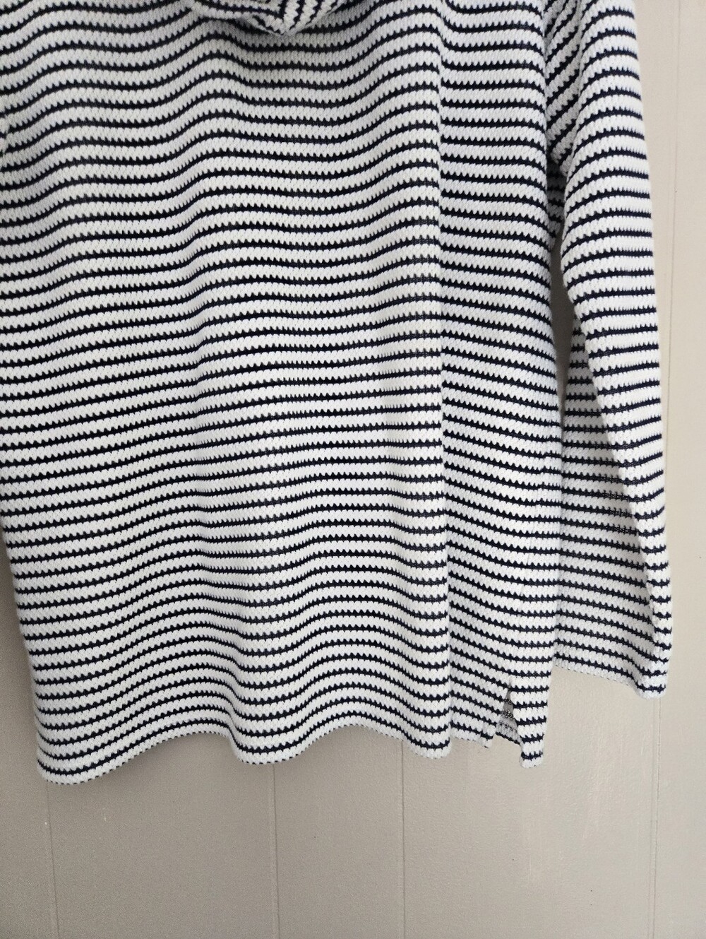 Belle By Kim Gravel Striped Hoodie Navy White Textured L Nautical Coastal Beachy - Picture 5 of 9